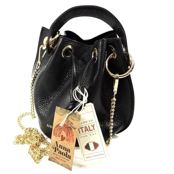ANNA PAOLA 🇮🇹 WOMENS BLACK SOFT LEATHER HANDBAG - Picture 6 of 6